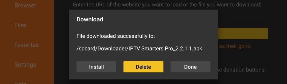 Delete APK file after installing Storuno IPTV
