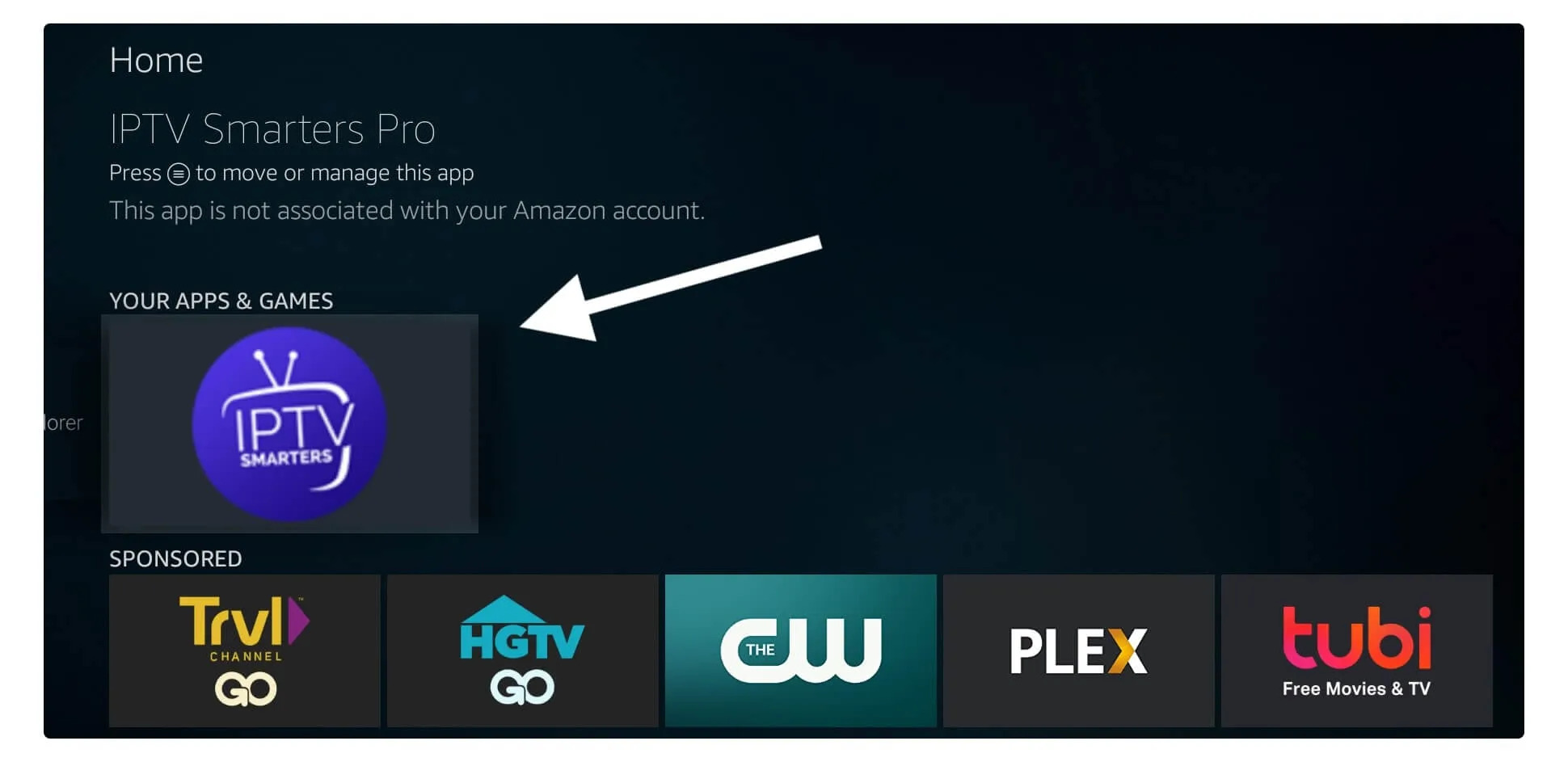 Locate and launch Storuno IPTV app
