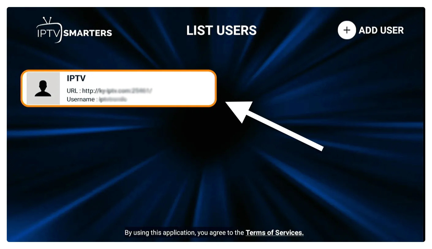 Select user profile in Storuno IPTV